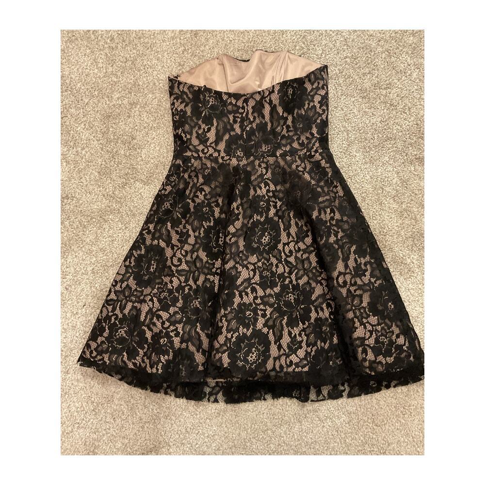 Vintage ABS Collection Black Lace Overlay Silk Blend Strapless Cocktail Dress, 4 - Picture 7 of 7